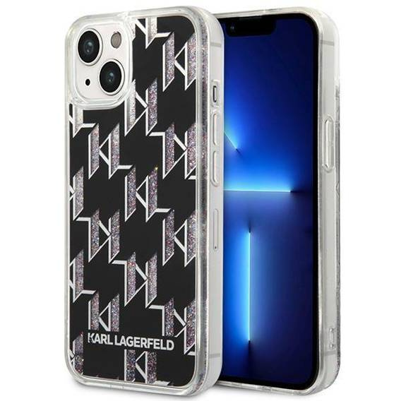 Oryginalne Etui IPHONE 14 Karl Lagerfeld Hardcase Liquid Glitter Monogram czarne