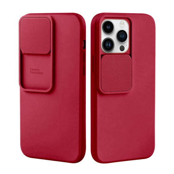 Case IPHONE 14 PRO Silicone with Camera Cover Nexeri Silicone Lens burgundy