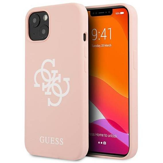 Original Case IPHONE 13 MINI Guess Hard Case Silicone 4G Logo (GUHCP13SLS4GWPI) pink