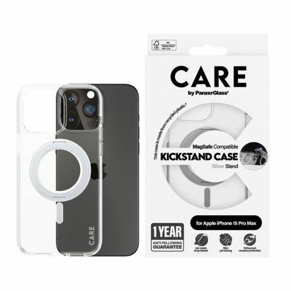 Case APPLE IPHONE 15 CARE by PanzerGlass Kickstand Case MagSafe (1416) silver