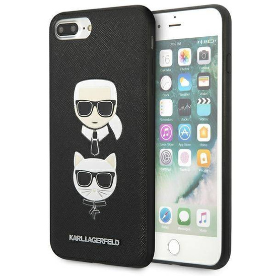 Original Case IPHONE 7+ / 8+ Karl Lagerfeld Hardcase Saffiano Ikonik Karl&Choupette Head (KLHCI8LSAKICKCBK) black