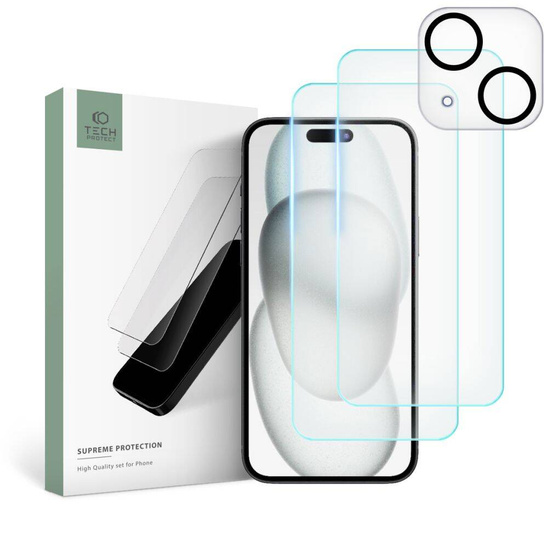 Szkło Hartowane APPLE IPHONE 15 Tech-Protect Supreme Set Clear