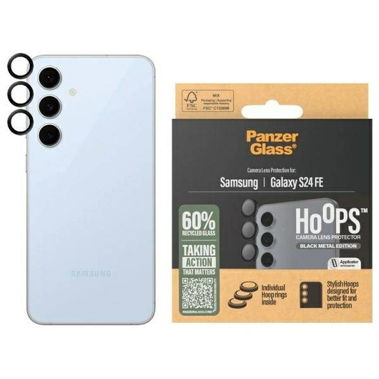 Szkło Hartowane 5D SAMSUNG GALAXY S23 FE PanzerGlass Hoops Camera Lens Protector Hoop Optic Rings 1464 czarne