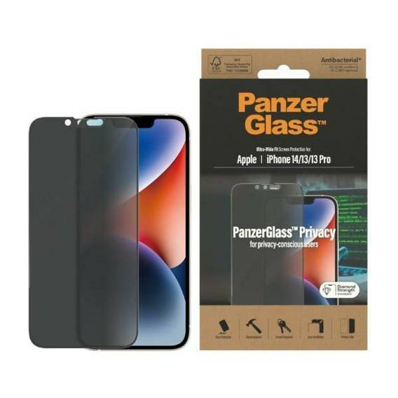 Szkło Hartowane 5D IPHONE 14 / 13 PRO / 13 PanzerGlass Ultra-Wide Fit Privacy Screen Protection Antibacterial (P2771)