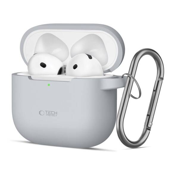 Etui do APPLE AIRPODS 4 Tech-Protect Silicone Hook Crayon Grey