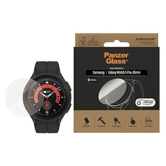 Szkło Hartowane SAMSUNG GALAXY WATCH CLASSIC 5 PRO (44MM) PanzerGlass Screen Protection Antibacterial (3676)