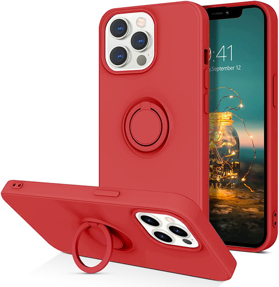 Case IPHONE 13 PRO Silicone Ring Magnetic Stand red