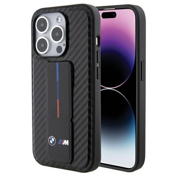 Original Case APPLE IPHONE 15 PRO BMW Hardcase Grip Stand Smooth & Carbon (BMHCP15LGSPCCK) black