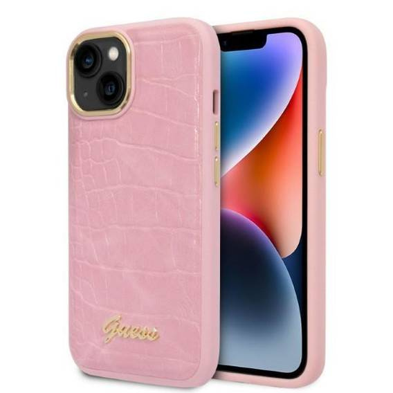 Oryginalne Etui IPHONE 14 PLUS Guess Croco Collection (GUHCP14MHGCRHP) różowe