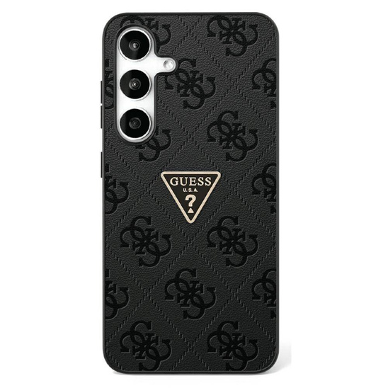 Case SAMSUNG GALAXY S25 Guess Hot Stamp 4G Pattern Triangle Metal Logo black