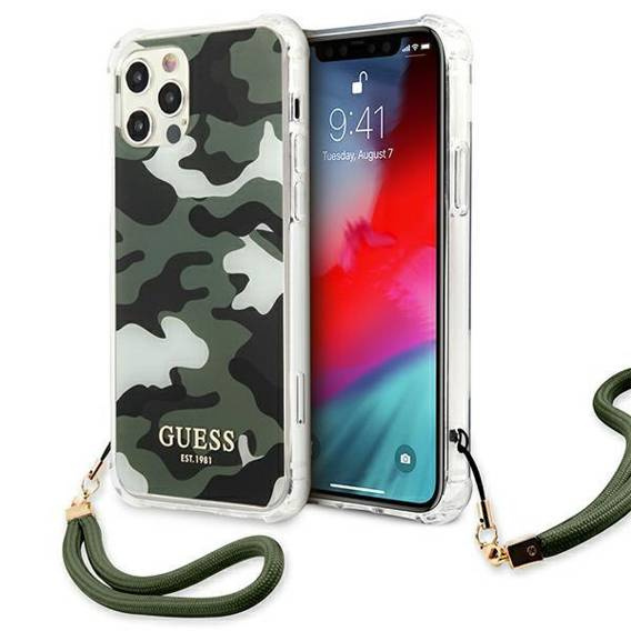 Original Case IPHONE 12 / 12 PRO Guess Hardcase Camo Collection (GUHCP12MKSARKA) green