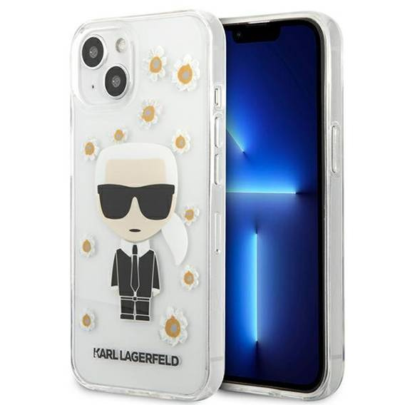 Original Case IPHONE 13 MINI Karl Lagerfeld Flower Ikonik Karl (KLHCP13SHFLT) transparent