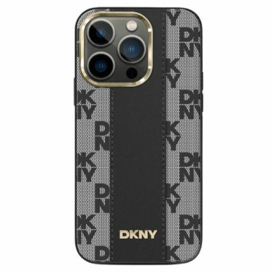 Original Case IPHONE 13 / 14 / 15 DKNY Hardcase Leather Checkered Mono Pattern MagSafe (DKHMP14SPCPVSLK) black