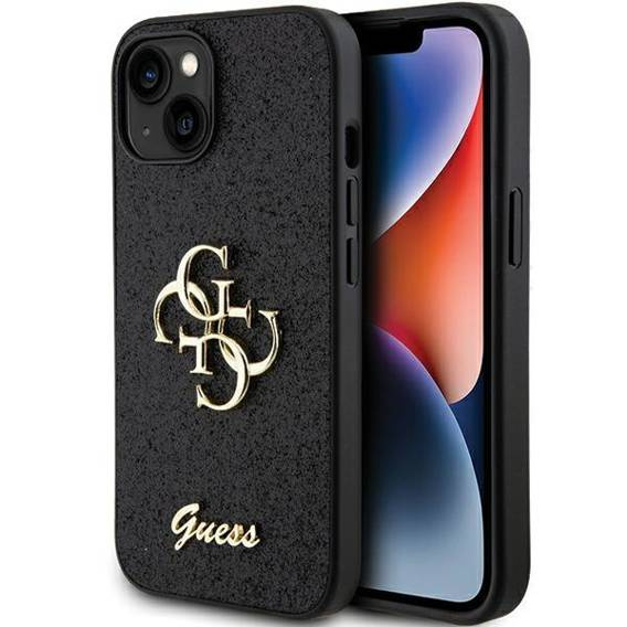 Oryginalne Etui APPLE IPHONE 15 Guess Hardcase Glitter Script Big 4G (GUHCP15SHG4SGK) czarne