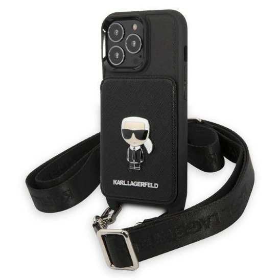 Original Case IPHONE 13 PRO Karl Lagerfeld Hardcase Saffiano Metal Ikonik black