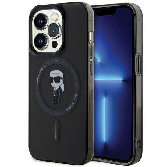 Original Case APPLE IPHONE 15 PRO Karl Lagerfeld Hardcase IML Ikonik MagSafe (KLHMP15LHFCKNOK) black