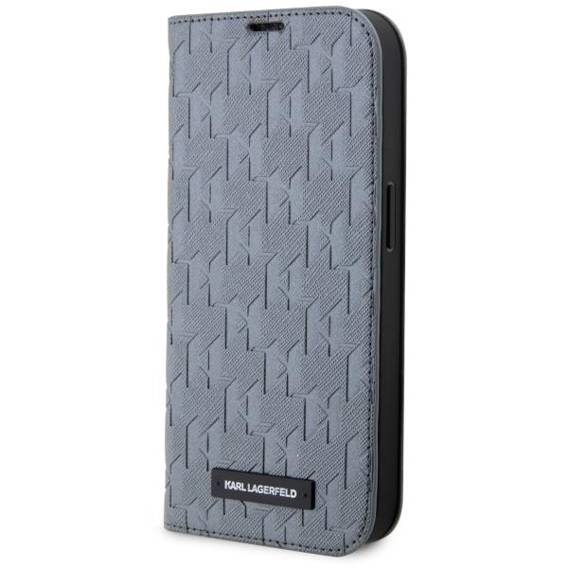 Original Case IPHONE 14 Karl Lagerfeld Bookcase Saffiano Monogram (KLBKP14SSAKLHPG) silver