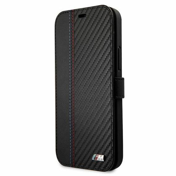 Original Case IPHONE 12 PRO MAX BMW Book M Collection PU Carbon Stripe (BMFLBKP12LMCARBK) black