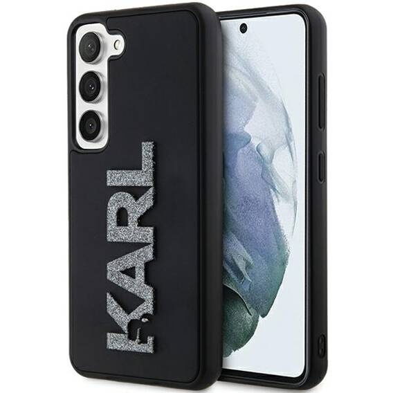 Oryginalne Etui SAMSUNG GALAXY S24 Karl Lagerfeld Hardcase 3D Rubber Glitter Logo (KLHCS24S3DMBKCK) czarne