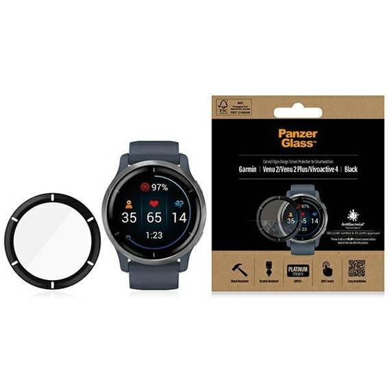 Tempered Glass GARMIN VENU 2 / VENU 2 PLUS / VIVOACTIVE 4 PanzerGlass black