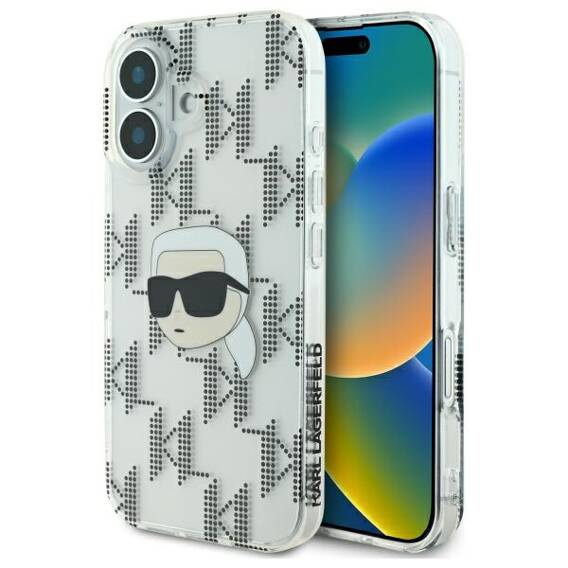 Original Case IPHONE 16 Karl Lagerfeld Hardcase IML Karl Head Electroplated (KLHCP16SHKLPKHT) transparent