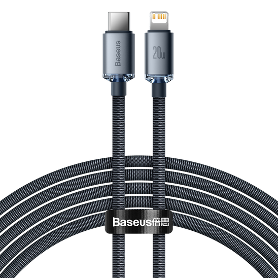 Kabel USB-C do Lightning Baseus Crystal Shine, 20W, PD, 2m (czarny)