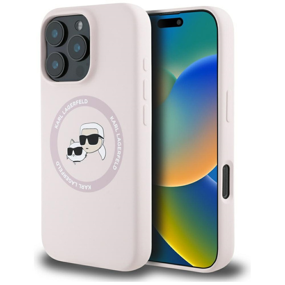 Case IPHONE 16 PRO MAX Karl Lagerfeld Silicone Double Heads&Circle MagSafe pink