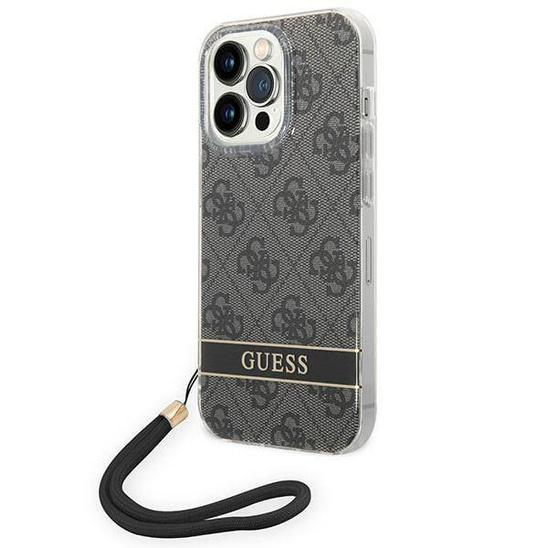 Original Case IPHONE 14 PRO Guess Hardcase 4G Print Strap (GUOHCP14LH4STK) black