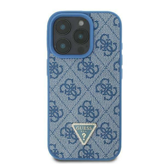 Original Case IPHONE 16 Guess Hardcase Leather Metal Logo Strass Crossbody + Smycz (GUHCP16SP4TDSCPB) blue