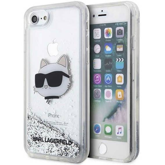 Original Case IPHONE SE 2022 / SE 2020 / 7 / 8 Karl Lagerfeld Hardcase Glitter Choupette Head (KLHCI8LNCHCS) silver