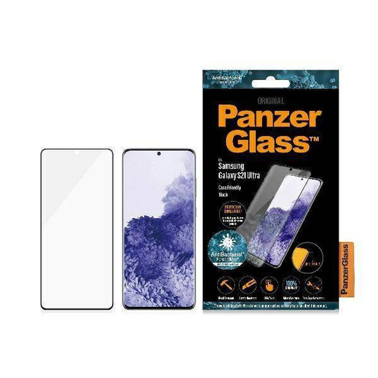 Tempered Glass 5D SAMSUNG GALAXY S21 ULTRA PanzerGlass PRO Curved Microfracture Case Friendly AntiBacterial black