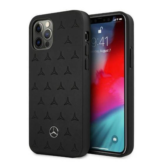 Case IPHONE 12 PRO MAX Mercedes Hardcase Leather Stars Pattern (MEHCP12LPSQBK) black