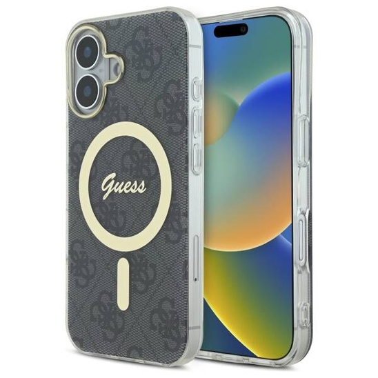 Oryginalne Etui IPHONE 16 Guess Hardcase IML 4G MagSafe (GUHMP16SH4STK) czarne