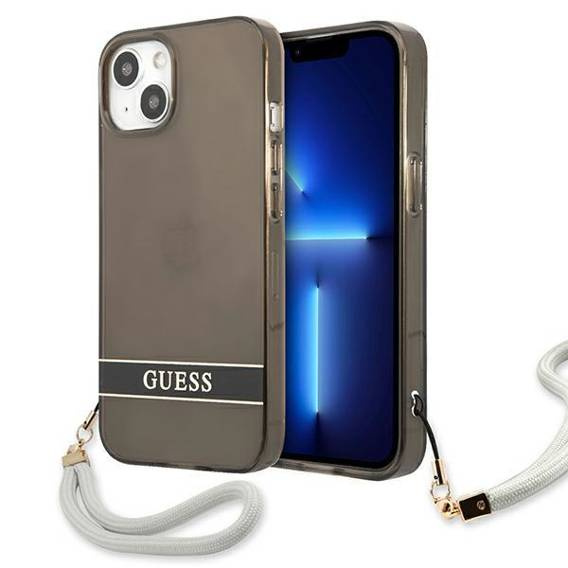 Case IPHONE 13 MINI Guess Hardcase Translucent Stap (GUHCP13SHTSGSK) black