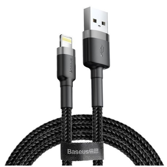 Kabel Lightning USB Baseus Cafule 2,4A 1m (szaro-czarny)