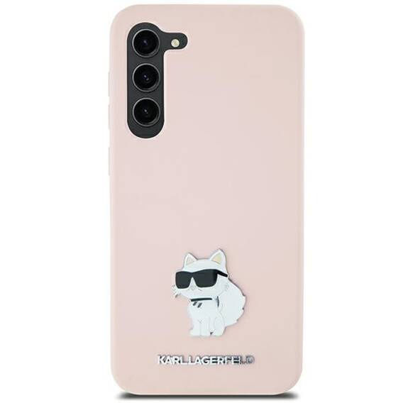 Original Case SAMSUNG GALAXY S23 ULTRA Karl Lagerfeld Silicone Choupette Metal Pin (KLHCS23LSMHCNPP) pink