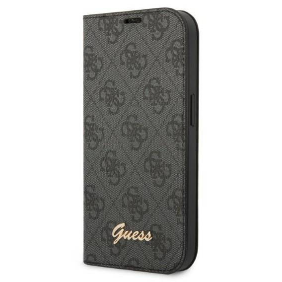 Original Case IPHONE 14 PRO Guess Book 4G Vintage Gold Logo (GUBKP14LHG4SHK) black