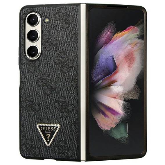 Original Case SAMSUNG GALAXY Z FOLD 5 Guess Hardcase Leather 4G Diamond Triangle (GUHCZFD5P4TDPK) black
