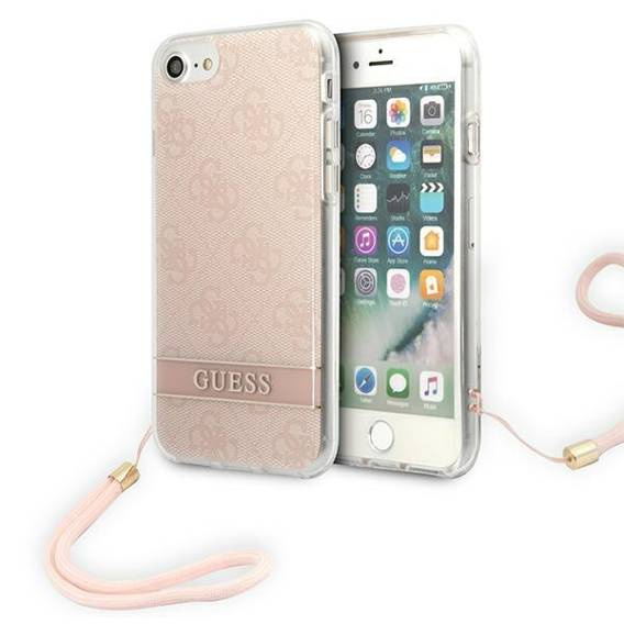 Case IPHONE SE 2022 / SE 2020 / 7 / 8 Guess Hardcase 4G Print Strap (GUOHCI8H4STP) pink