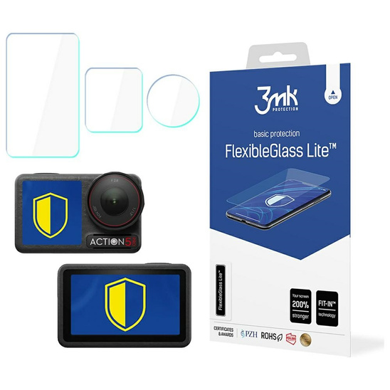 Szkło Hybrydowe DJI OSMO ACTION 5 PRO 3mk Cam Protection Ochona na Wyświetlacze oraz Obiektyw
