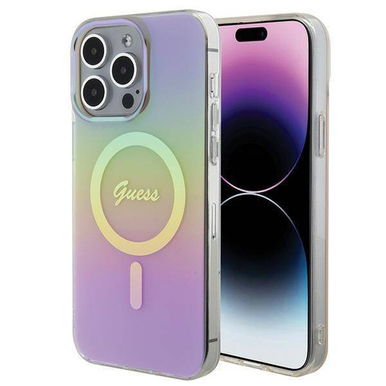 Original Case APPLE IPHONE 15 PRO Guess Hardcase IML Iridescent MagSafe (GUHMP15LHITSP) pink