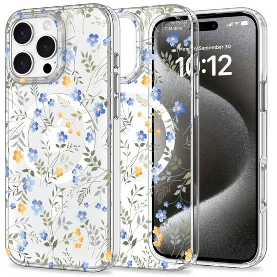 Case IPHONE 16 PRO MAX Tech-Protect MagMood MagSafe Spring Flowers transparent