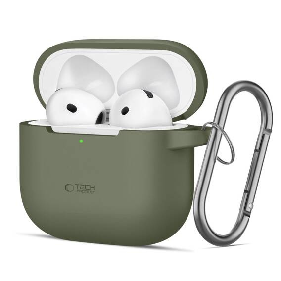 Etui do APPLE AIRPODS 4 Tech-Protect Silicone Hook Olive Green