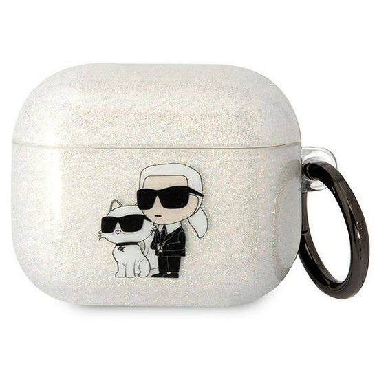 Oryginalne Etui APPLE AIRPODS 3 Karl Lagerfeld Gliter Karl&Choupette (KLA3HNKCTGT) transparentne