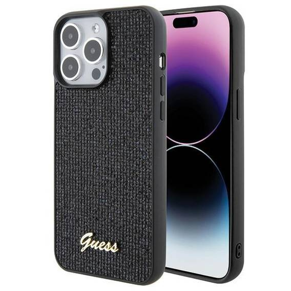 Original Case APPLE IPHONE 15 PRO MAX Guess Hardcase Disco Metal Script (GUHCP15XPMSDGSK) black