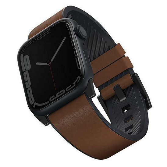 Strap for APPLE WATCH 4 / 5 / 6 / 7 / 8 / SE (42 / 44 / 45 MM) UNIQ Straden Leather Hybrid Strap brown