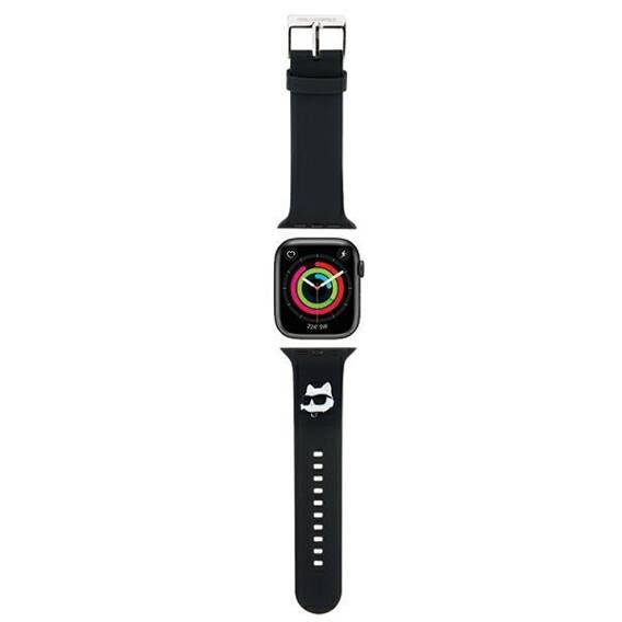 Strap for APPLE WATCH 4 / 5 / 6 / 7 / 8 / SE / ULTRA (42 / 44 / 45 / 49 MM) Karl Lagerfeld Strap 3D Rubber Choupette Head (KLAWLSLCNK) black