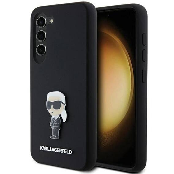 Oryginalne Etui SAMSUNG GALAXY S24 Karl Lagerfeld Silicone Ikonik Metal Pin (KLHCS24SSMHKNPK) czarne