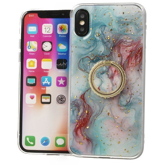 Case IPHONE 12 MINI Marble Ring Holder turquoise