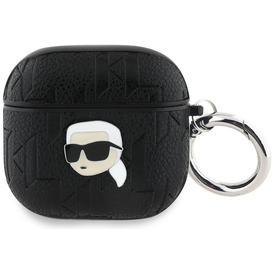 Oryginalne Etui APPLE AIRPODS 4 Karl Lagerfeld Cover Monogram Karl Head czarne